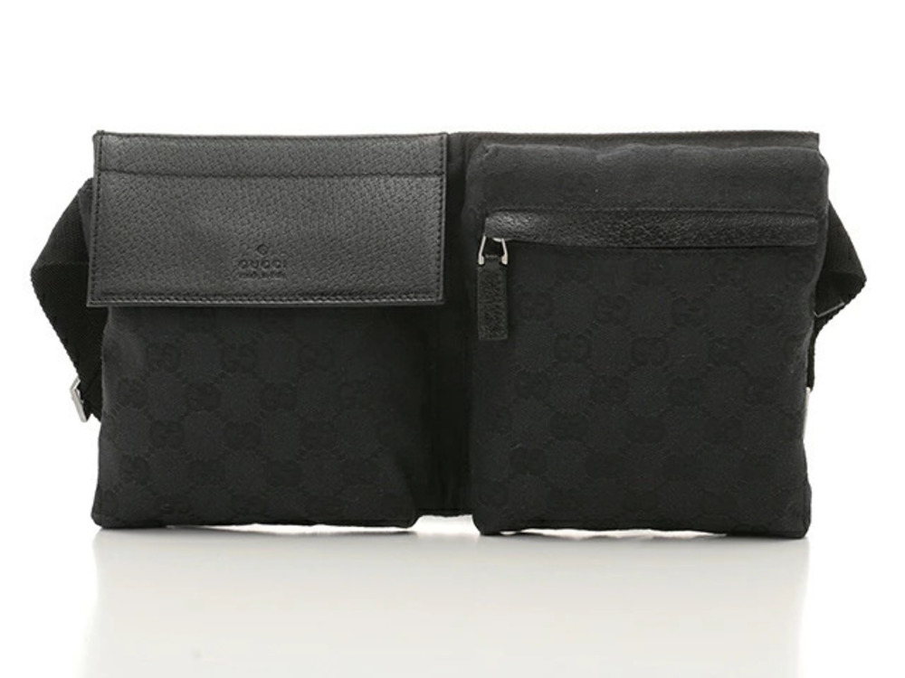 Gucci GG Waist Bag Canvas x Calfskin Black
